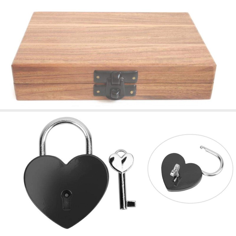 Padlock, Metal Heart Lock with Key, Metal Lock for Luggage,