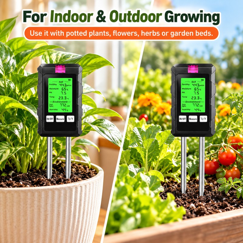 6-in-1 Digital Soil Tester for Indoor & Outdoor Plants –