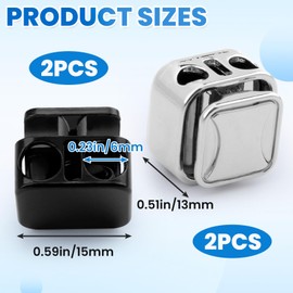 Deozu 4 Pcs Heavy Duty Cord Locks, Metal Cord Lock End Toggles, Double Hole Spring Stopper Draw Clips for Shoelaces, Drawstrings (2 Colors)