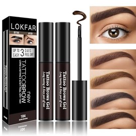 2 Pcs Peel Off Tattoo Eyebrow Gel Set, Natural Color Eye-Brow Gel Long-Lasting Waterproof Eyebrow Tattoo, Easy Peel Off Eyebrow Brow Tattoo Makeup -Up To 3 Days - Color: Dark Brown