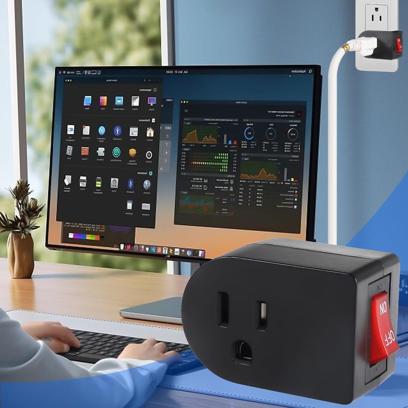 VSEER Grounded Outlet with ON Off Switch (2 Pack), Single