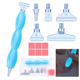 Snewvie Diamond Painting Pens Accessories Tools Set,1PCS Mini Luminous Diamond Art Pen and 5Pcs Blue Metal Screw Thread Multi Placer Tips,Ergonomic Resin Diamond Painting Point Drill Pens
