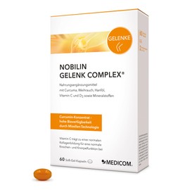 Medicom – Nobilin Gelenk Complex, Gelenkkapseln, Gelenkgesundheit, Curcuma, Weihrauch, Hanföl, Vitamin C, Calcium, Zink, Mangan, Knochen und Knorpel, Gelenkunterstützung, Nahrungsergänzung –60 Kapseln