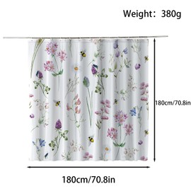 FAIRYGATE Waterproof Shower Curtain Floral Curtains Spring Boho Vintage Style Romantic Blooming flowers Plants Bath Curtain for Bathroom Bathtubs Washroom Decorations with Hooks B8019