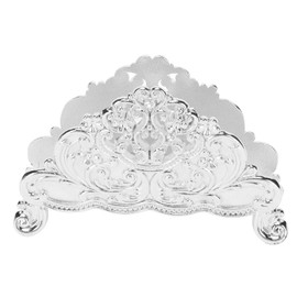 Napkin Holder European Style Metal Hollow Flower Pattern Paper Tissue Holder Freestanding Paper Napkin Dispenser Silver