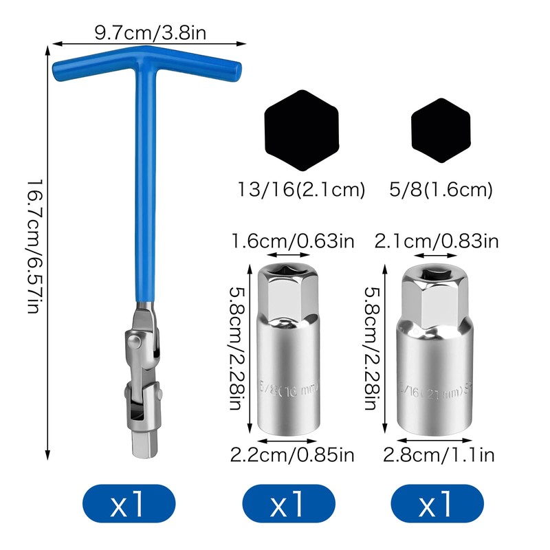 ZYETGH Spark Plug Wrench, 16 mm/21 mm Spark Plug Wrench