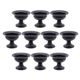 Koyal Wholesale Metal Black Ribbed Compote Vase, 10 Pack, 6.2x4.72x5.94 inches, Durable Home Decor