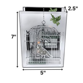 Mirrored Infinity Bird Cage Design Candleholder - Diamond Crystals - Birds Motif - Infinity Mirror - 7" H x 5" W x 2.5" D