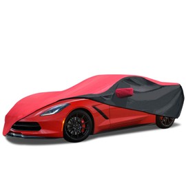 KAKIT Waterproof Car Cover Custom Fit for 2014-2019 C7 Stingray, UV Resistant Fade-Proof Cover for Chevy Corvette, Indoor & Outdoor Use (Red & Black Combo)