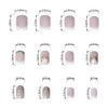 24Pcs Christmas Short Press on Nails 3D Rhinestones False Nails