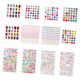Baluue 12sheets Nail Art Rhinestone Stickers for Decoration High Gloss Acrylic Gems for Creative Nail Art Accessories for Festivals and Craft Projects