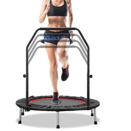 HYD-Parts 40" Mini Trampoline for Adults and Kids Exercise Rebounder Trampoline with Adjustable Bar Fitness Trampoline Indoor & Outdoor, Max Load 330lbs