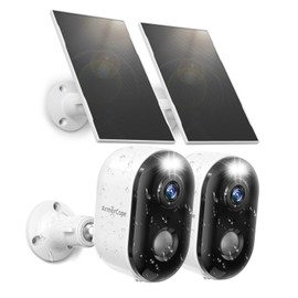 Security Cameras Wireless Outdoor, Solar Battery Powered 2k Color Night Vision, AI Motion Detection, IP66 Weatherproof, 2-Way Talk, SD/Cloud Storage, 2.4Ghz WiFi Cameras for Home Security (2 Pack)