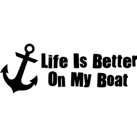 Tshirt Rocket Life is Better on My Boat Fishing Vinyl Car Decal, Laptop Decal, Car Window Sticker, Wall Boat (14in, Black)