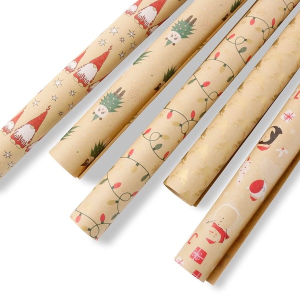 BIOZOYG Winter Wrapping Paper #5 Rolls 4 2 x 0.7