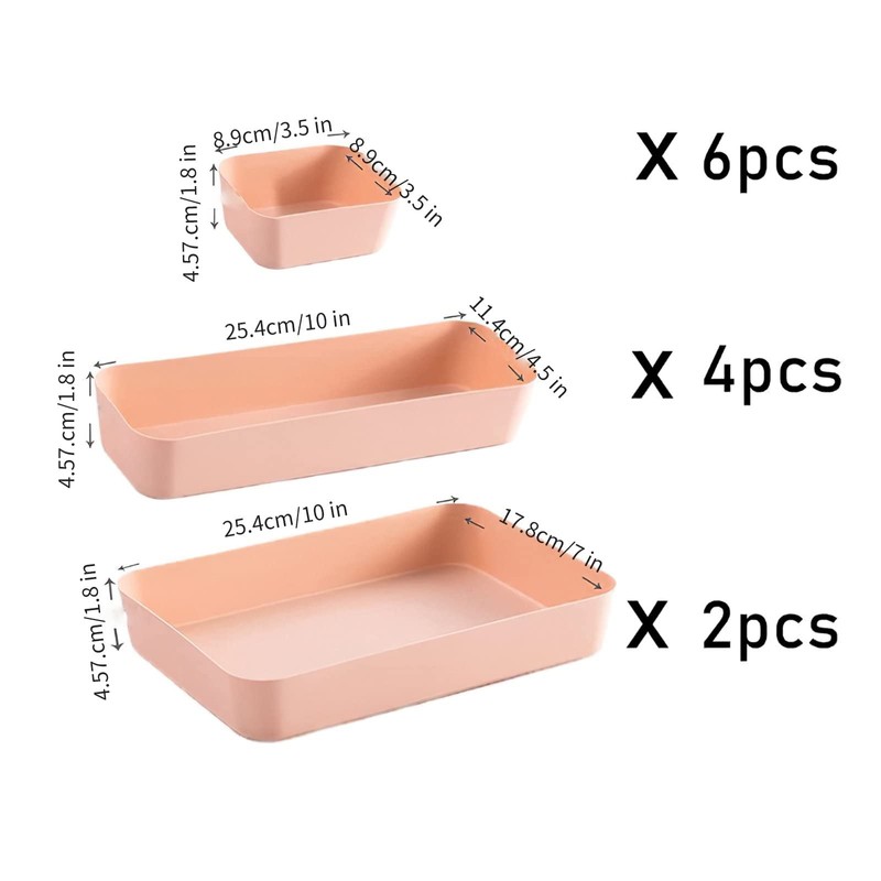 Thinkspace Beauty 12 Pieces Plastic Desk Drawer Organizer and Storage,