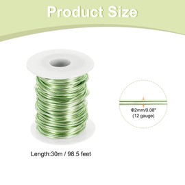 sourcing map 12 Gauge Aluminum Craft Wire 2.0mm 98.5ft Flexible Bendable Anodized Metal Jewelry Sculpting Wire for Jewelry Making Modelling Craft DIY, Grass Green