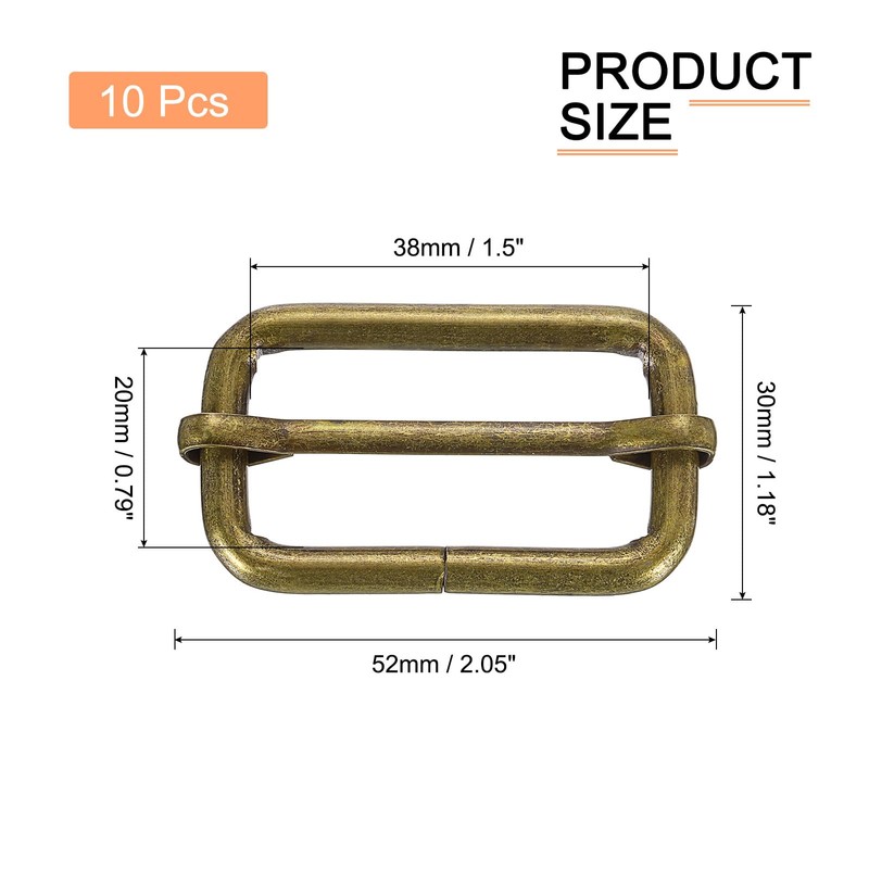 sourcing map Slide Buckle, 10Pcs 1 1/2" - Metal Tri-Glides