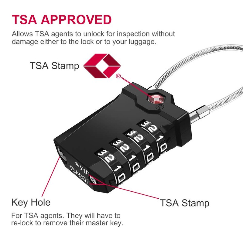 ZHEGE TSA Suitcase Locks, TSA Approved Luggage Locks, White Code