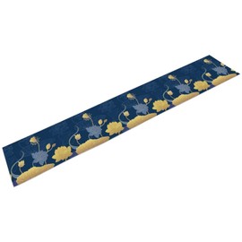 ShiTingYu Chinese Lotus Table Runner, Traditional Culture Floral Elegant Oriental Line Art Abstract Table Runner for Kitchen Living Room Home Bedroom Dinner Set, Blue Golden 13x36 Inch