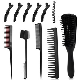 Peine de Madera Bambu,Peine de Bambu,Peine para Masaje con Bolsa De Aire,6pcs Juego De Peine De Bambú Para El Cabello,el Antiestático,Peine para Masaje del Cuero Cabelludo, Herramienta De Peina (Bamboo)