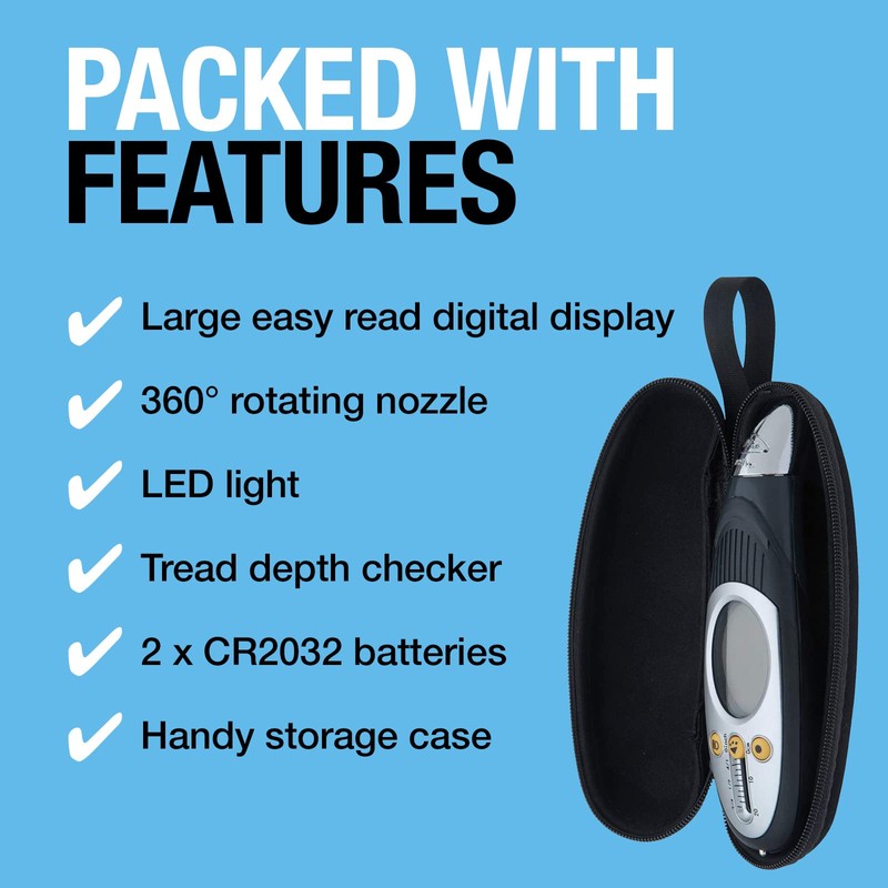 Ring RTG6 Digital Tyre Pressure Gauge with Tread Depth Gauge,