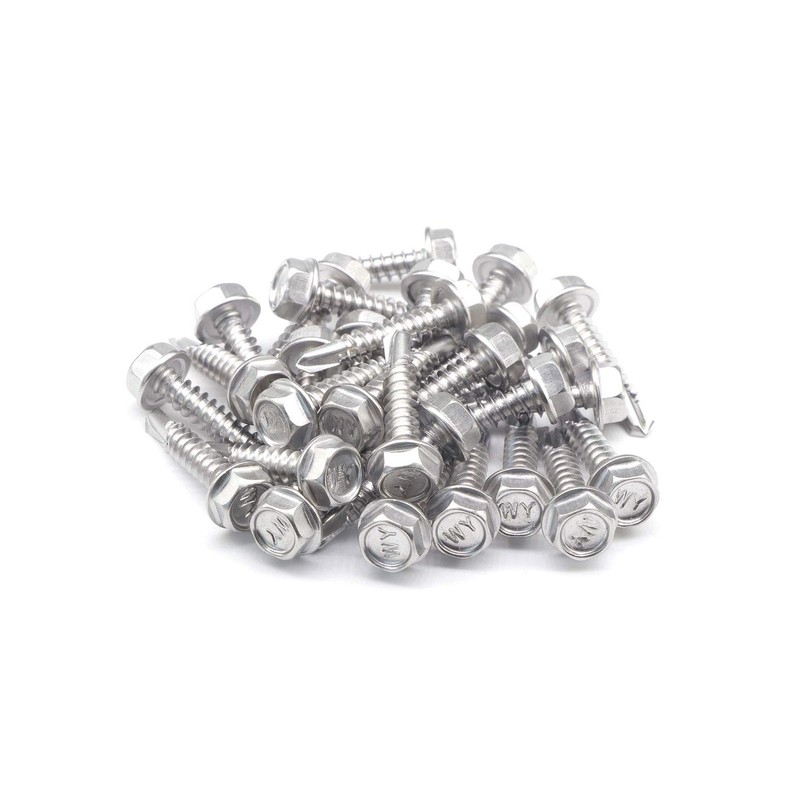 IMScrews 25pcs #8 x 1" Stainless Hex Washer Head Self