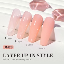 MelodySusie Jeweliver Gel Nail Polish, 0.5Fl.oz Translucent Pink Nude Nail Polish Sheer Soak Off UV LED Light Cure Gift for Manicure Nail Art DIY at Home JM28