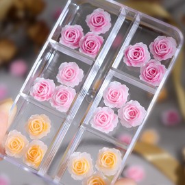 Valentine’s Day Rose Charms for Nails, 3D Colorful Flowers Nail Charms 18PCS Pink Champagne Rose Nail Charms for Acrylic Nails Resin Nail Art Accessories for DIY Decoration Crafts, 6 Grids