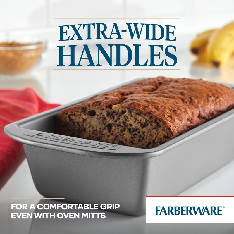 Farberware Nonstick Bakeware 9-Inch x 5-Inch Loaf Pan, Gray -