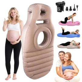 SEARART Inflatable Pregnancy Pillow for Sleeping: Full-Body Maternity Pillow with Delly/Head Holes for Pregnant Women - Comfort for Stomach & Side Sleepers (Khaki)