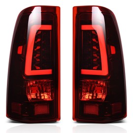 LEDKINGDOMUS Tail Lights Assembly Compatible with 2003-2006 Chevy Silverado 1500/1500HD/2500/2500HD, 2004-2006 Chevy Silverado 3500, Red Clear Lens LED Taillights Replacement
