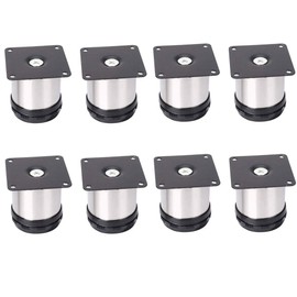 Youery 8 pieces 50 x 50 mm adjustable furniture feet, stainless steel furniture feet, table legs, furniture legs, base feet, table feet, couch feet, bed feet, adjustable height 0-15 mm, load capacity