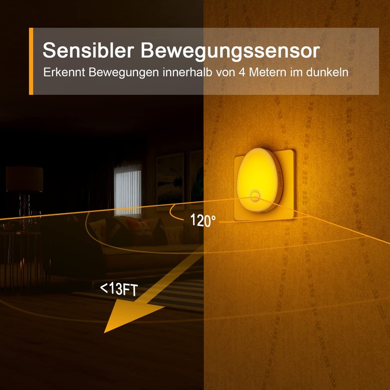 LYRIDZ Amber Night Light Socket with Motion Sensor, Bright Plug-in