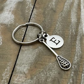 Heart Projects Custom Initial Lacrosse Keychain, Lacrosse Player Gift, Lacrosse End Of Season Senior Gift