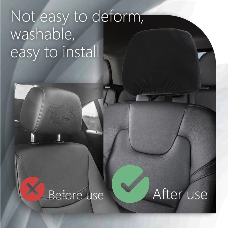 Tweruna 2Pcs Satin Headrest Cover, Adjustable Anti-Dirty Satin Car Head