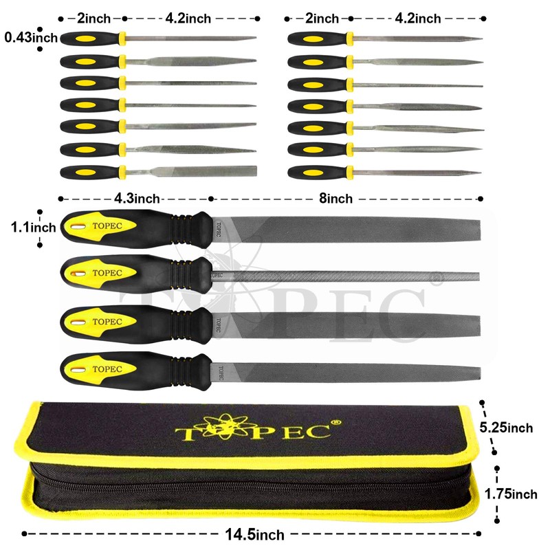 Topec 26 PCS Metal File Set, Grade T12 Forged Alloy