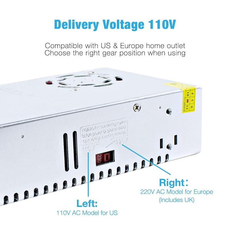 Hosyond 12V 50A 600W Universal Power Supply AC 110V/220V to