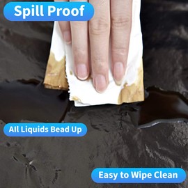 mimdmi Table Cloth, Fitted Round Plastic Vinyl Tablecloth with Flannel Backing and Elastic Edge, Waterproof Table Protector for Dining Room Table (Black, Small, 36-42 )