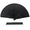 FANSOF.FANS Black Silk Fabric Folding Hand Held Fan with a