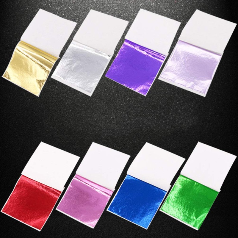 SEWACC Shiny Foil Craft Decoration 50pcs Nail Foil 8x8.5cm Leaf