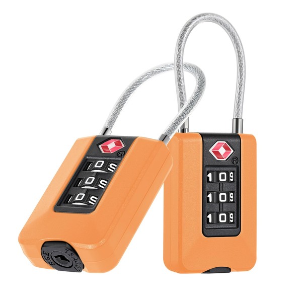 ZHEGE TSA Lock, Suitcase Lock with Flexible Cable, Cable Lock