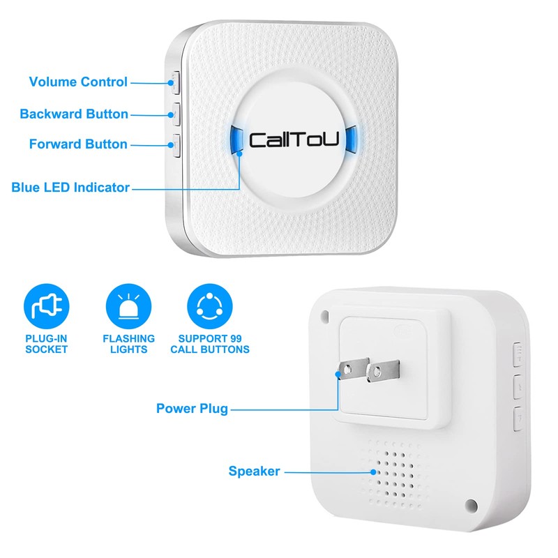 CallToU Wireless Caregiver Pager Smart Call System 2 SOS Call