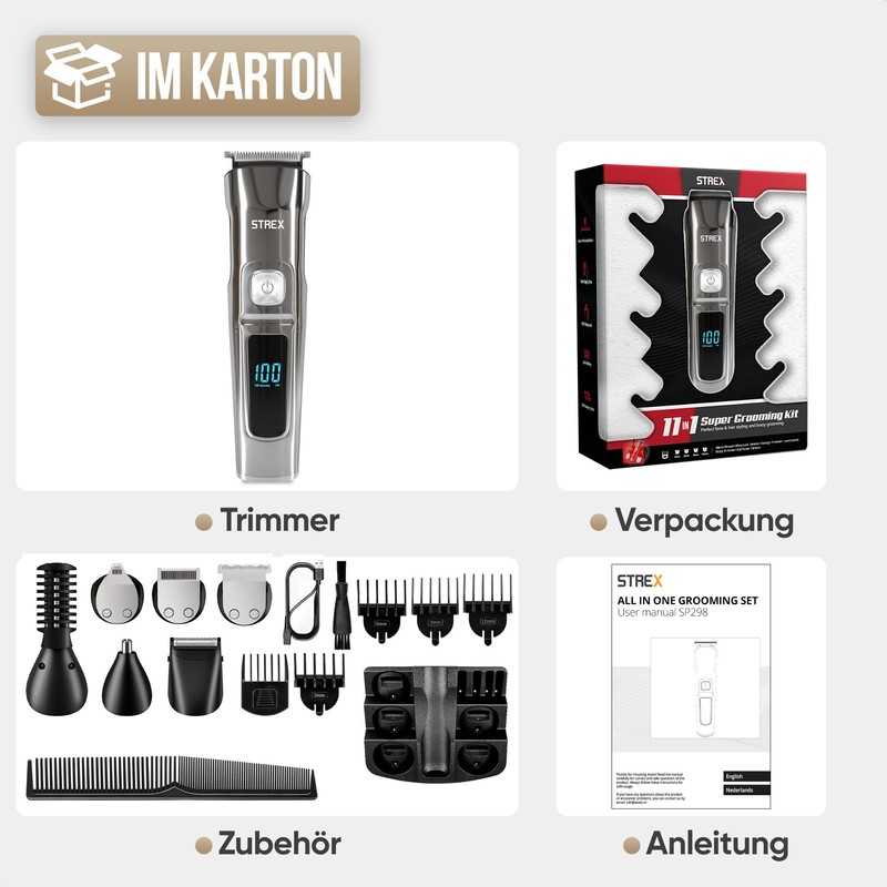 Strex Beard Trimmer - 14 in 1 Set - Wireless