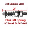Black 1.5" & 2" Stud Quick Release Latch Hood Pin