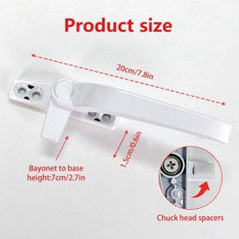 Kioiner 2 Pcs Casement Window Locking Handles, Aluminium Alloy Rotating Window Handle, Universal Window Handle Grip Right Hand and Left Hand for Door Window (White)