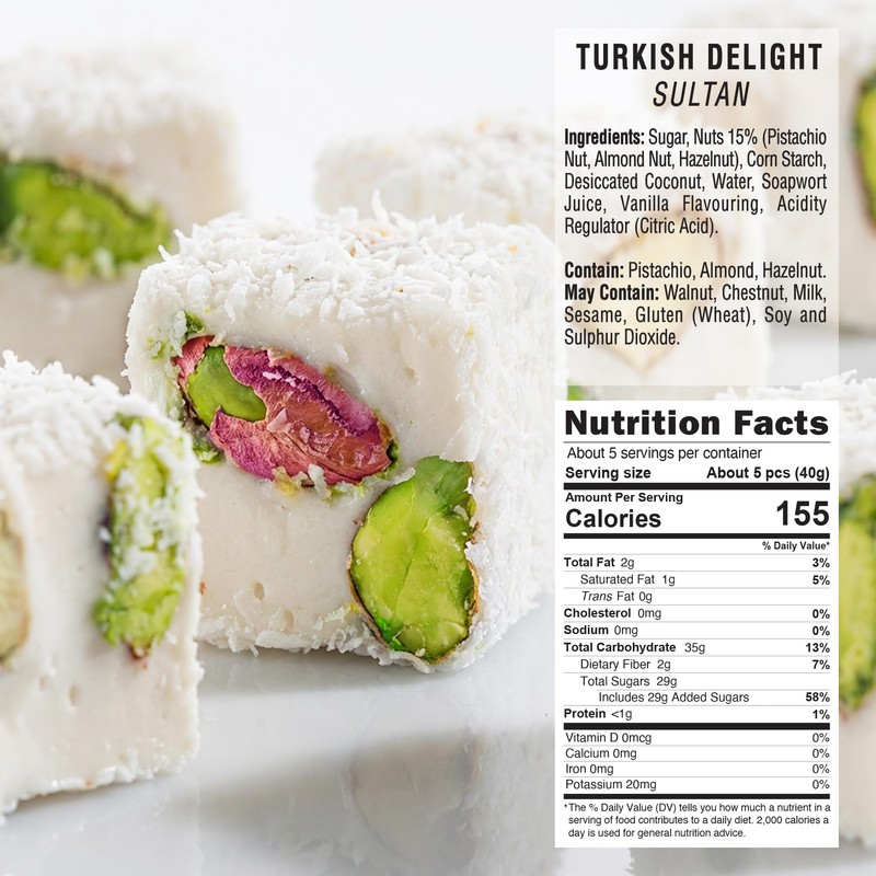 Hazer Baba Sultan Premium Turkish Delight Candy, %15 Nut-rich, Mixed