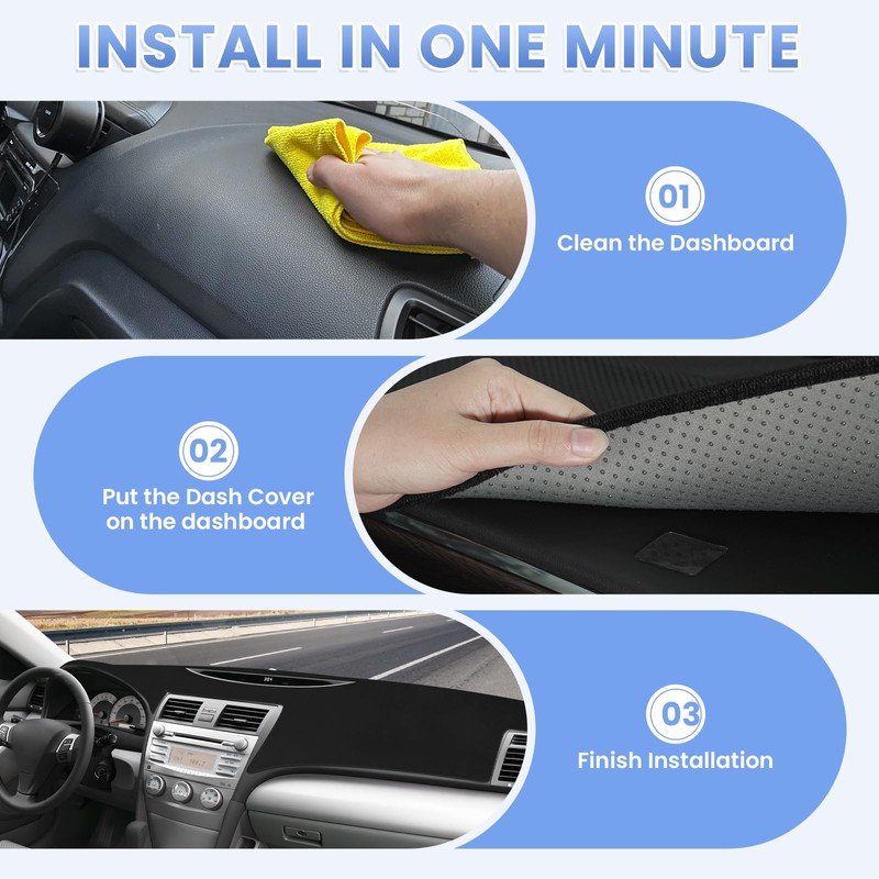 Sunsdrew Dash Cover for 2007-2011 Toyota Camry Dashboard Cover Mat