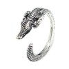 LZD Alloy Cuff Ring Crocodile Adjustable Antique Silver Size 8