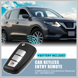 RATCHROLL 434MHz CWTWB1G767 Replacement Smart Proximity Flip Keyless Entry Remote Key Fob for Nissan Rogue 2014-2020 3 Buttons Uncut Flip Ignition Key Fob Replacement Car Parts